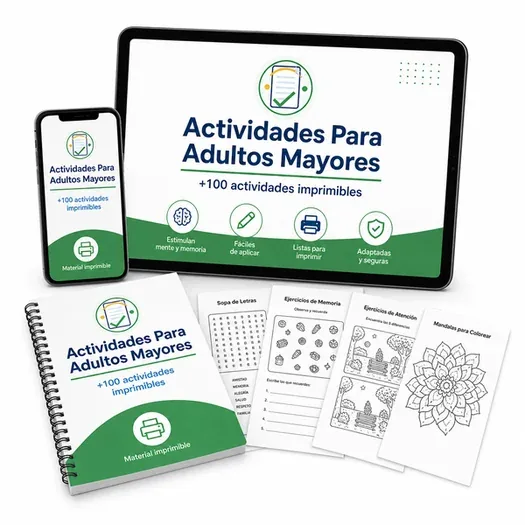 Ebook principal Actividades Para Adultos Mayores con fichas imprimibles