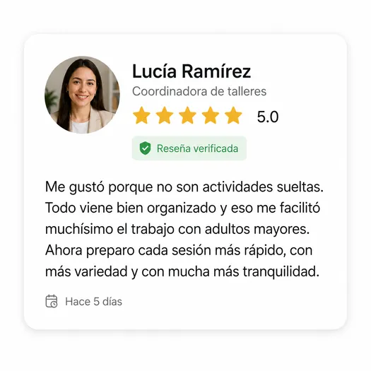 Reseña de Lucía Ramírez sobre Actividades Para Adultos Mayores