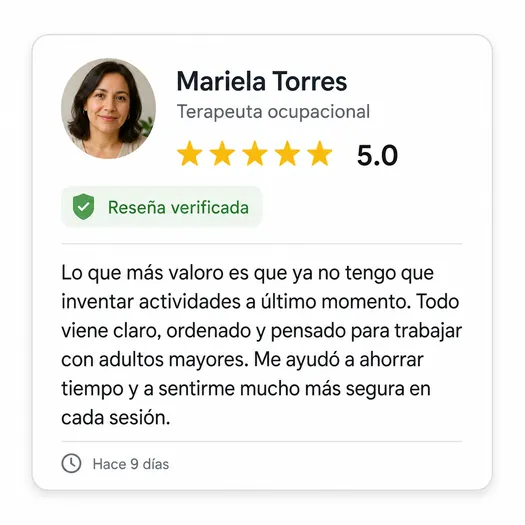 Reseña de Mariela Torres sobre Actividades Para Adultos Mayores